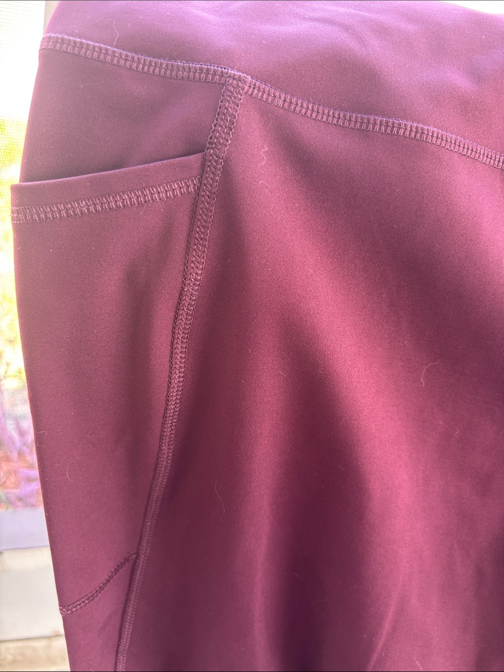 RBX Burgundy High-Waist Leggings with Side Pockets - Picture 3 of 7
